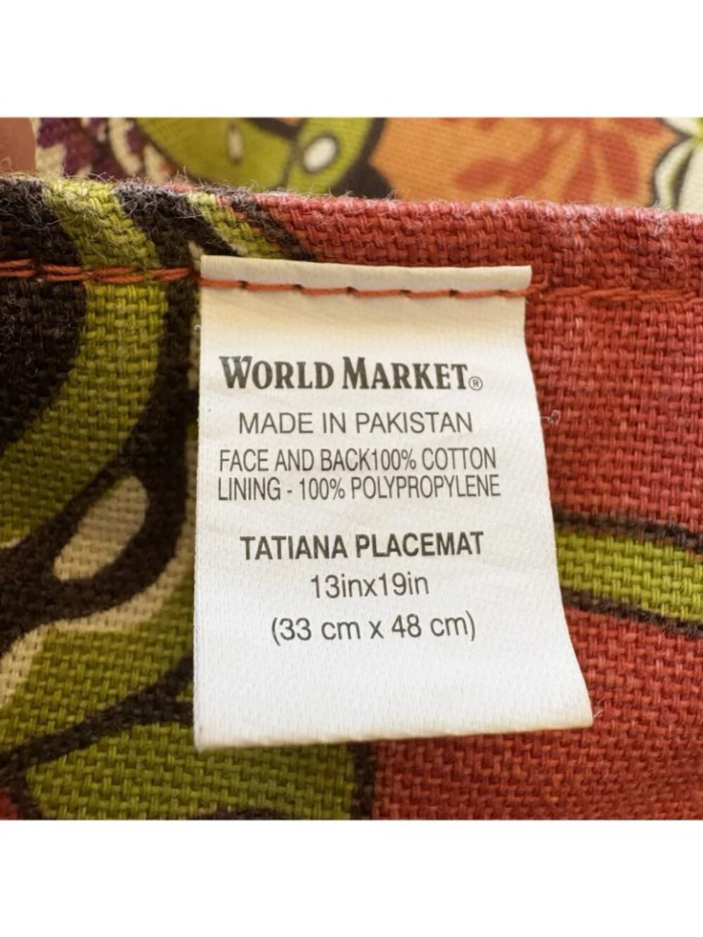 Set Of 7 Jacobean Placemats WORLD MARKET Paisley & Flowers Tatiana Washable
